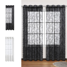 Dream Lace Sheer Outdoor Curtains, 39"x98", White Polyester Grommet Drapes for Bedroom & Living Room