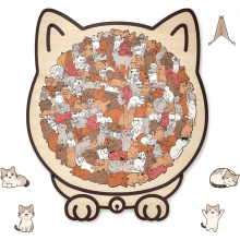 135-Piece Morandi Cat-Shaped Wooden Puzzle with Stand, Acrylic Cover & Silhouette Frame – Home Decor for Cat Lovers