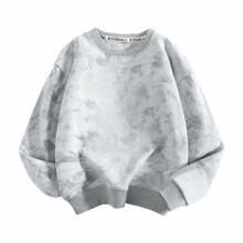 Unisex Tie-Dye Fleece Sweatshirt, Long Sleeve Crewneck Pullover for Girls & Boys, Gray, Size 5-6 Years – Compatible with Fall/Winter Casual Wear