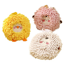 Fuzzy Ball Hand Towel for Home and Kitchen Bathroom Hand Towels Set Hand Drying Ball Decorative Hand Towel Hook (Set of 3) White Pink and Yellow