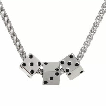 Hip Hop Unisex Titanium Steel Square Dice Pendant Necklace Couples Gift Necklace-default