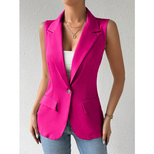 Women's Sleeveless Vest Blazer, Casual Open Front Work Office Top, L