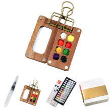 Pocket Artist Watercolor Travel Set, 2025 Mini Paint Kit with Colors, Binder Clips & Tray, Acrylic Box – Compatible with DIY Painting