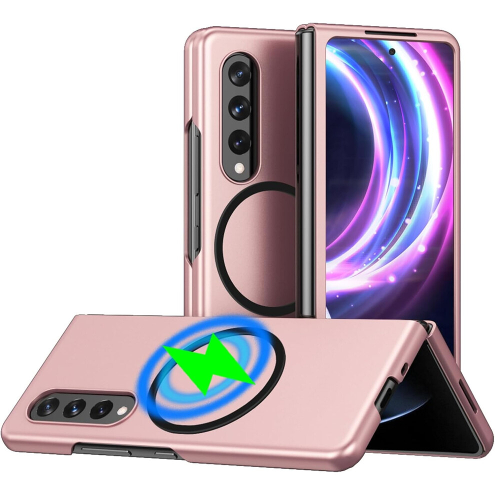 Magnetic Case For Samsung Galaxy Z Fold 4, Magsafe Compatible, Dual-Layer Military-Grade Drop & Scratch Proof, Wireless Charging Support Â Qhms- Pink 9479868078109