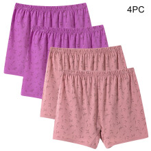 Boxeri din bumbac pentru femei, pachet de 4 buc., pentru seniori, lenjerie intimă lejeră mărime plus, chiloți tip boyshort cu acoperire