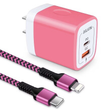 Kompatibel med iPhone: 3 meter USB-C till Lightning-kabel, 20 W PD-snabbladdning, Fungerar med iPhone 14/13/12/11, Rosa