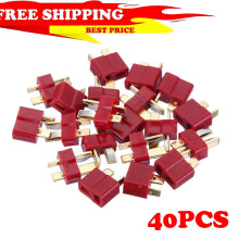 40 stk. T-plugg hann- og hunnkontakter for RC LiPo-batteri, bil, fly, USA