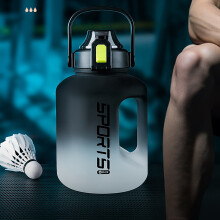 Grote sportwaterfles - 1 gallon (ca. 3,8 liter) fitnesswaterkan met handvat, kunststof, voor mannen en vrouwen, hydratatie tijdens fitnessoefeningen