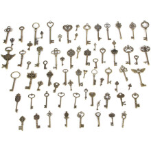 69 Pcs Mixed Skeleton Keys in Antique Style Bronze Vintage Key Charms Small Skeleton Keys Charm for Christmas Gift