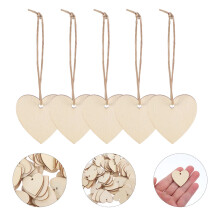 200Pcs Unfinished Wooden Heart Tags for Crafts, Home Decor, Tags, Wedding, Party Supplies