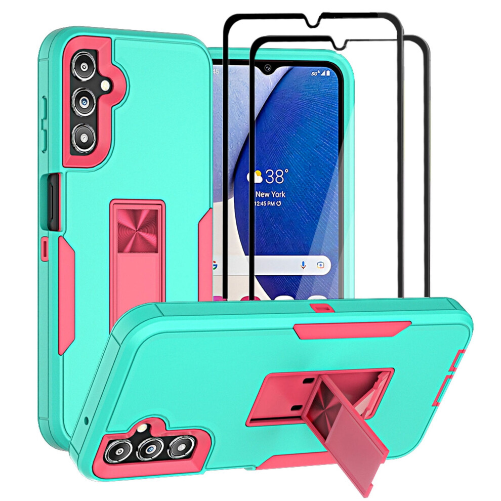 Aggxpf Compatible With Samsung A14 5G Case & Tempered Screen Protector Pack W/ Magnetic Kickstand & Car Mount Â Green 9028731005799