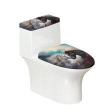 Horse Pattern Fashion for Hotel Home, Fits All Toilet Shapes Polyester Fabric Bathroom Toilet Lid Cover, Adjustable, Soft, 2 Pack