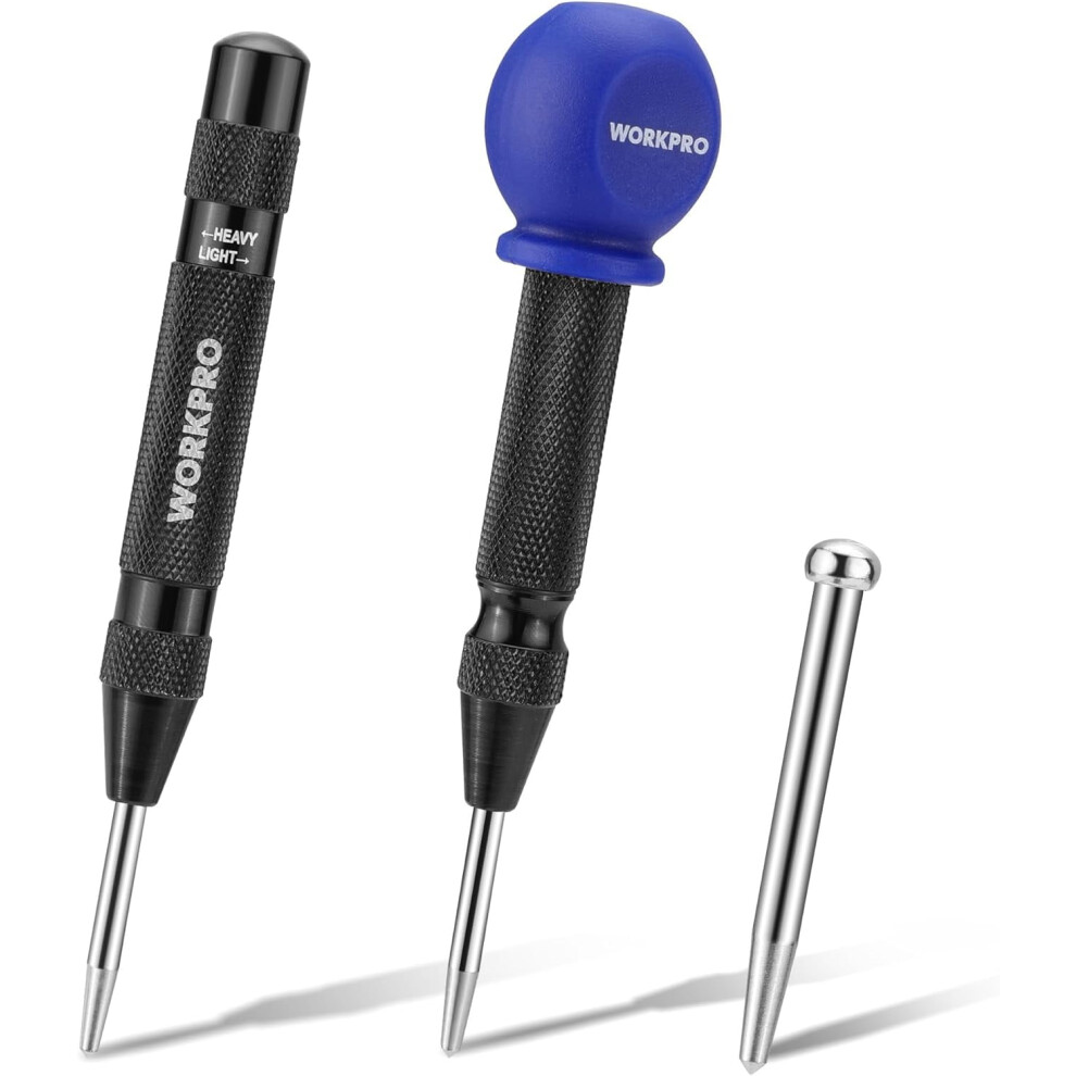 Automatic Center Punch Tool Â Adjustable, Spring-Loaded, Impact-Controlled, Non-Slip Grip For Metal/Wood/Plastic/Stone & Emergency Window Breaker 9028731006581