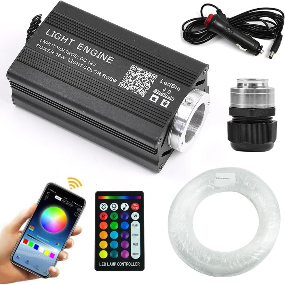 Twinkle Star Ceiling Kit: 500-Fiber 16W Rgbw Fiber Optic S, Remote & App Control, Sound Mode Â Compatible With Car Headliner, Home Light 9028731006482