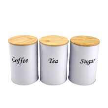 3-Piece Coffee Tea Container Set In Metal Vintage Design, Airtight Kitchen Jars For Food Storage And Farmhouse Home Decor