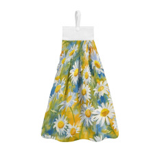 Daisy Hanging Hand Towels for Bathroom Quick Dry Hand Towels with Loops for Hanging 3 Pieces Hanging Hand Towels for Kitchen Breathable Handing Towel