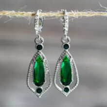 925 Silver Drop Earrings Women Cubic zirconia Wedding Engagement Jewelry Gifts-#1