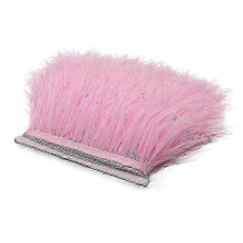 (Pink) 2m ostrich feather ribbon selvage for millinery projects