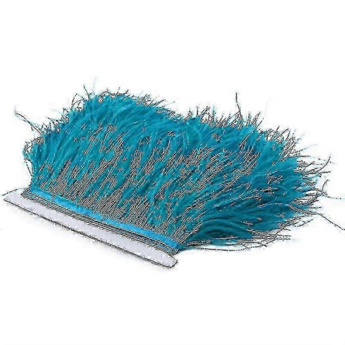 (Peacock Blue) 2m ostrich feather ribbon selvage for millinery projects