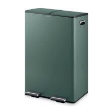 Tower Recycling Pedal Pin with Two 30L Compartments, Two Inner Buckets, Carbon Steel Body, 60L, Forest Green, T838023FOR