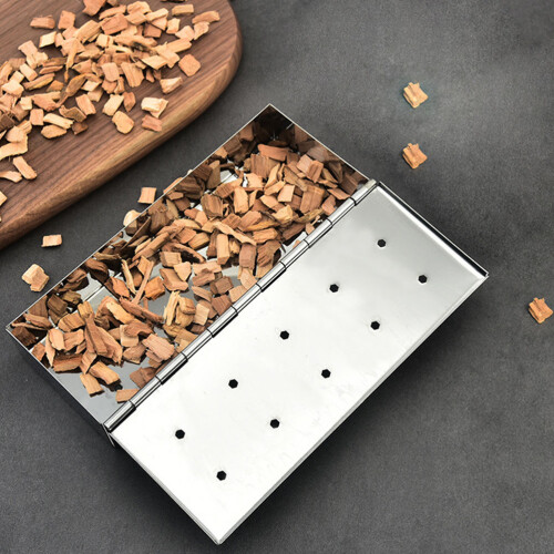 Smoker Box Para Barbecue De Acero Inoxidable Con Chips De Madera 2