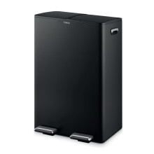 Tower Recycling Pedal Pin with Two 30L Compartments, Two Inner Buckets, Carbon Steel Body, 60L, Black, T838023BLK