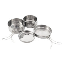 4Pcs Stainless Steel Camping Cookware Set - Pot, Bowl & Utensils for Hiking, Picnic, Outdoor Cooking Portable
