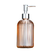 Distributeur de savon en verre avec pompe électroplaquée, distributeur de savon en verre à rayures verticales, distributeur de savon liquide