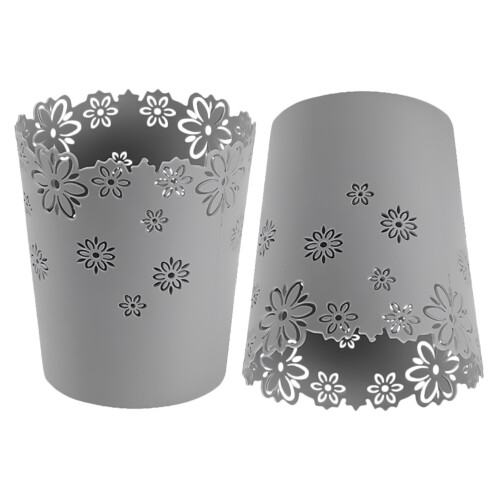 2Pcs Small Grey Plastic Garbage Storage Bin Desktop Trash Can 1