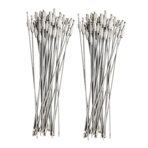 60Pcs Stainless Steel Screw Locking Wire Keychain Cable Key Rings Outdoor Accessory