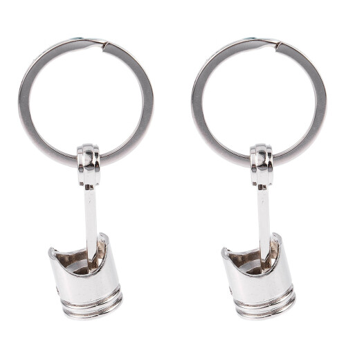 2X Trendy Car Engine Piston Keyring Chain Keychain Key Fob Silver