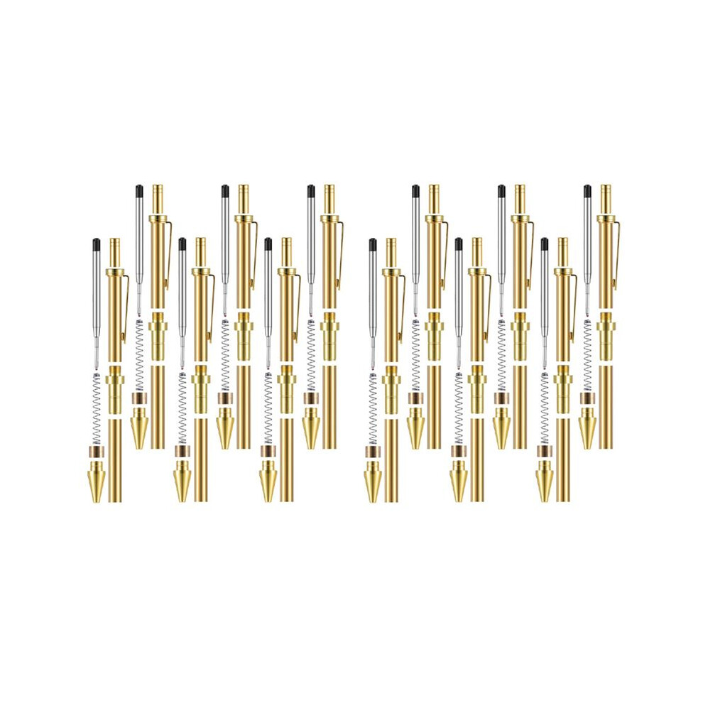 12 Piece Retractable Pen Kit For Wood Turning 8Mm Click Pen Kit With Refills Lathe Turning Supplies For Pen Making Wood 4712540321991