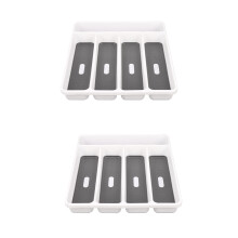 2X Bandeja para Cubiertos de Color Gris Recipiente de Recogida Contenedor 5 Compartimentos Forro de Agarre Suave Cubiertos de PláStico Caja de