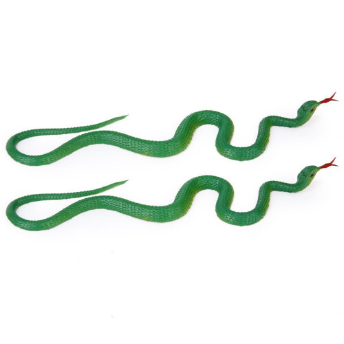 2X Simulation Plüschtier Schlange Simulation Snake Rubber Tip Toy -GrüN