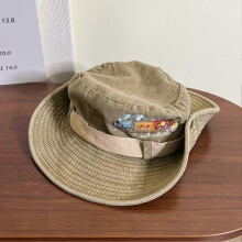 (Khaki)Men Women Wide Brim Fishing Hat Cotton Material Quick Dry Fishing Hat With Drawstring For Outdoor Sports Hiking