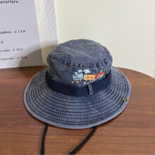 (Blue)Men Women Wide Brim Fishing Hat Cotton Material Quick Dry Fishing Hat With Drawstring For Outdoor Sports Hiking