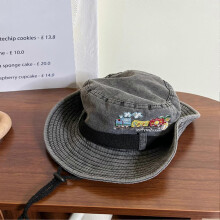 (Gray)Men Women Wide Brim Fishing Hat Cotton Material Quick Dry Fishing Hat With Drawstring For Outdoor Sports Hiking