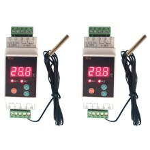 2X Din-Skena-Termostat med -40-110 Bekväm 2-Vägs Utgång Temperaturlarmkontrollerutgång 7A/250VAC
