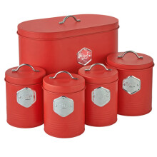 Cooks Professional 5 Piece Kitchen Storage Set | Red / Silver