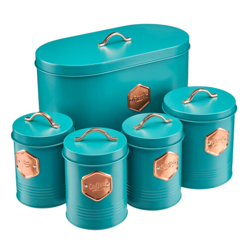 Cooks Professional Cooks Professional 5 Piece Kitchen Storage Set | Teal / Copper