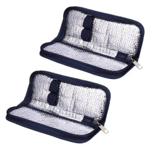 2X Insulin Cooler Travel Case Diabetic Medication Organizer Cooler Bag Navy Bleu