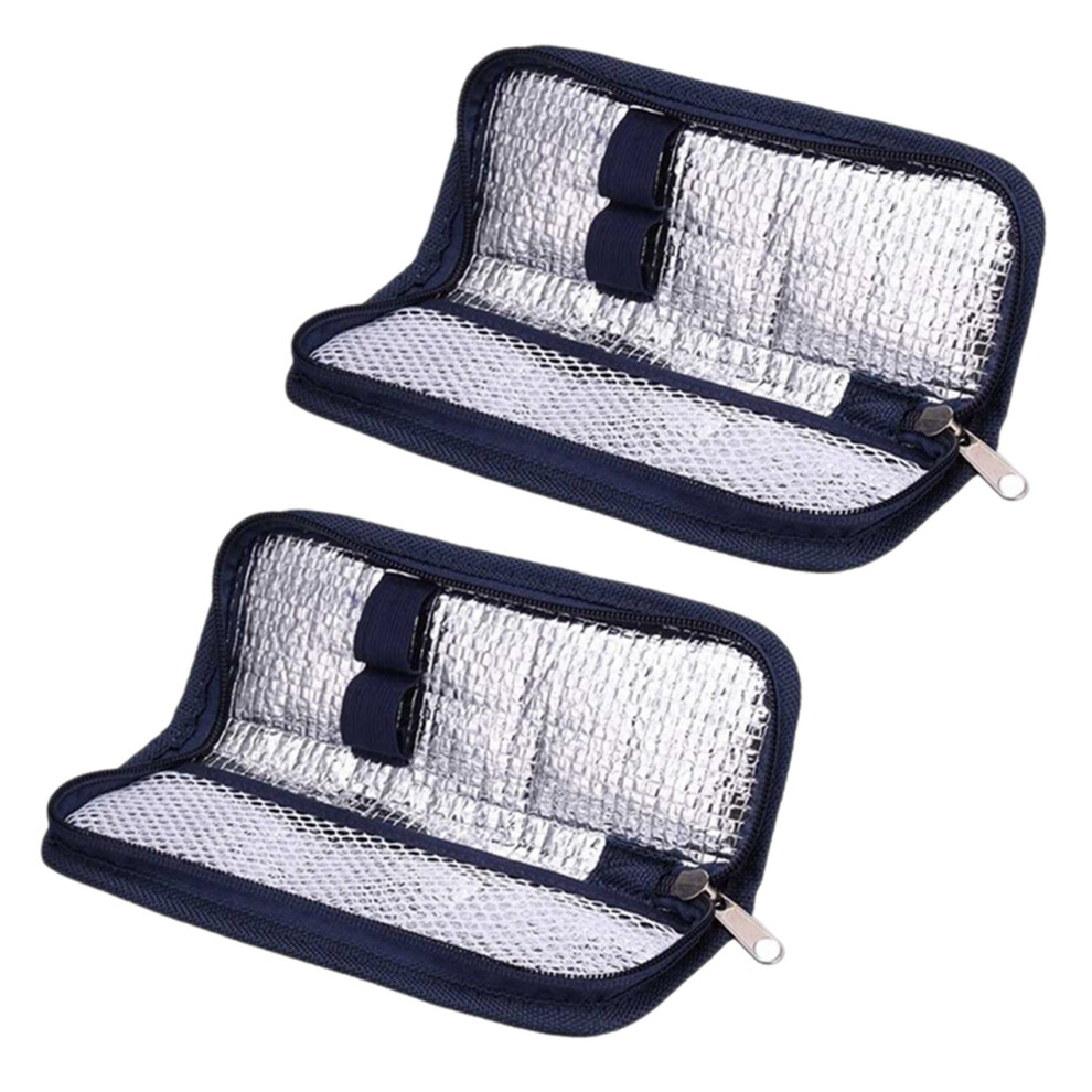 Bobotron 2X Insulin Cooler Travel Case Diabetic Medication Organizer Cooler Bag Navy