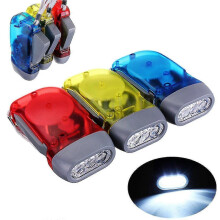 3x Led Hand Pressing Flashlight Dynamo Crank Power Wind Up Torch Camping Light