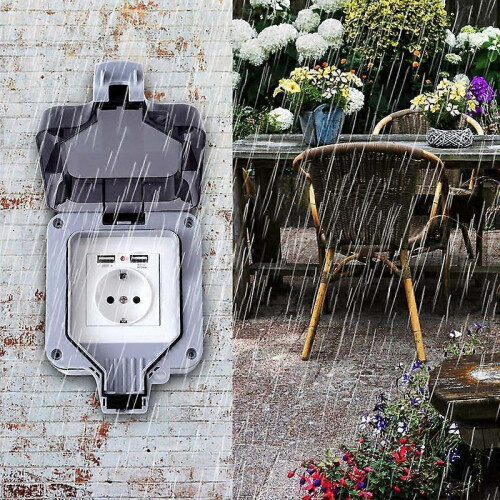 IP66 waterproof socket, outdoor wall waterproof socket, indoor and outdoor dustproof wall socket housing -