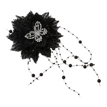 Xinwanna Peony Feather Tassel Hair Claw Women Girls High Cap Bone Design Hairpin Sturdy Shark Clip Hair Accessory (Black,13cm)