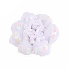 Xinwanna Women Hair Net Sequins Hollow Out High Elasticity Handmade Shiny Vintage Bud Hair Net Ballet Circlet Hair Accessories (White)
