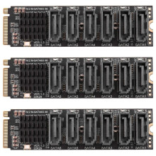3X M.2 MKEY PCI-E Riser Card M.2 NVME to SATA3.0 PCIE to  6Gpbsx6-Port Expansion Card ASM1166