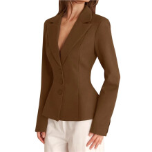 Dames Zakelijke Casual Blazers: Lange Mouwen, Slim Fit, Jasjes Bruin L