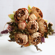 Seidenstrauß mit Pfingstrosen und Rosen für Hochzeit, Valentinstag &