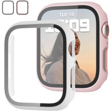 XiHAMA 2er-Pack Hülle + Schutzglas für Apple Watch Series 9/8/7 41 mm, schlanke PC-Bumper-Schutzhülle